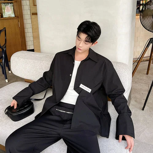 Dawfashion Techwear Streetwear-Korean Casual Deconstructed Irregular Long Sleeved Shirt-Streetfashion-Darkwear-Techwear