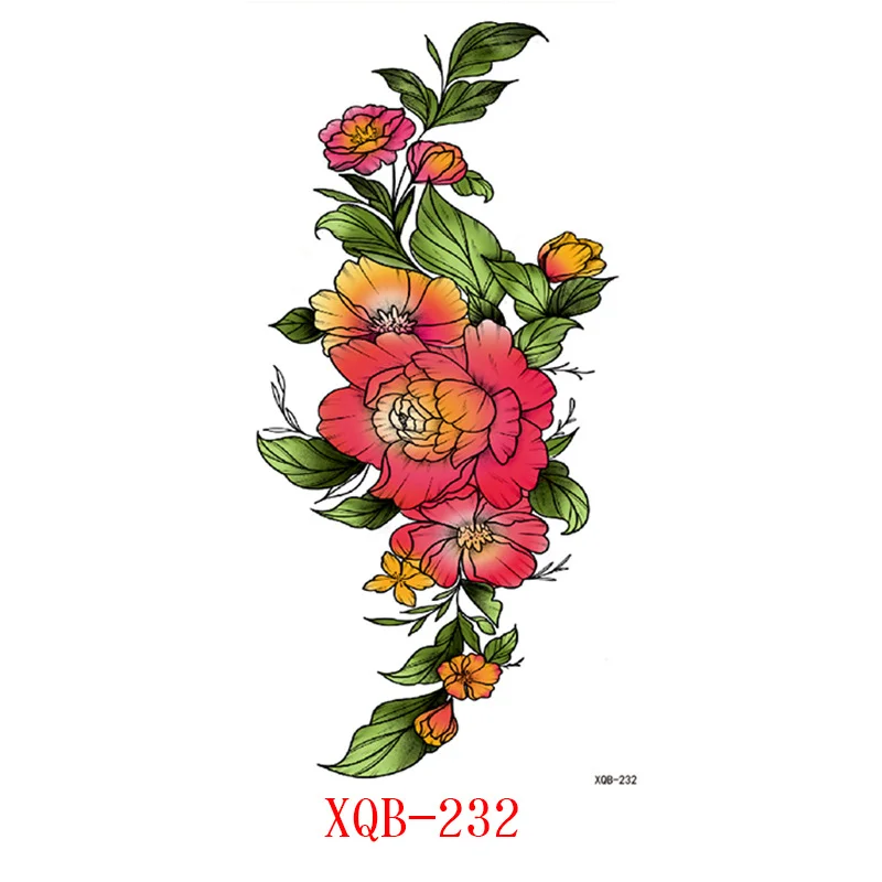 Sdrawing Flower Fake Tattoo Sticker for Women Birds Peony Temporary Tattoos DIY Water Transfer Tatoos Girls Tattoo for Men Sleeve