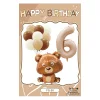 Retro Cream Caramel Cartoon Bunny Bear 0 - 9 Numbers Latex Aluminum Film Balloons Flags Package Kids Birthday Party Decors
