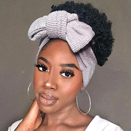 Hot Sexy Kinky Curly Wig with Bowtie Pink Headband-elleschic