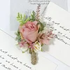 10PCS Morandi Wedding Catering Bridal Groom Guests Corsage Boutonniere Wrist Artificial Flower Bouquets