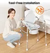 Soundfuse Bedside Commode chair with Sturdy Dual-Crossbar Support, 3 in 1 commode toilet for seniors with 7.5Qt Bucket, 350 Lbs Stable Potty Chair for Adults, Silver