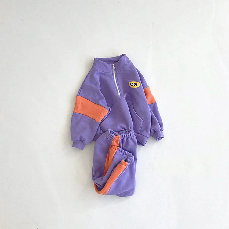 COOL Baby Retro Color-block Sweatshirt & Pants Set