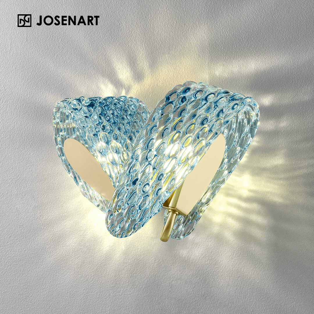 Modern Blue Flower Glass Wall Sconce