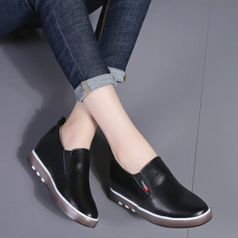 Women Casual Medium Heel Solid Color Shoes