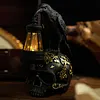 Resin Crow Skull Lamp Gothic Crow Night Light Handcrafted Retro Skull Lamp