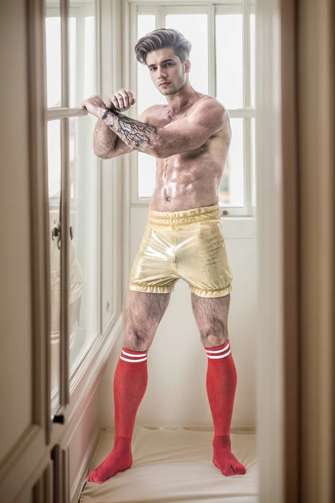 Men's Latex Shorts Male Translucent Yellow Latex Panties - Elasticated Waist