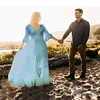 Maternity Long Sleeve Lace Floral Gown Maxi Photography Dress