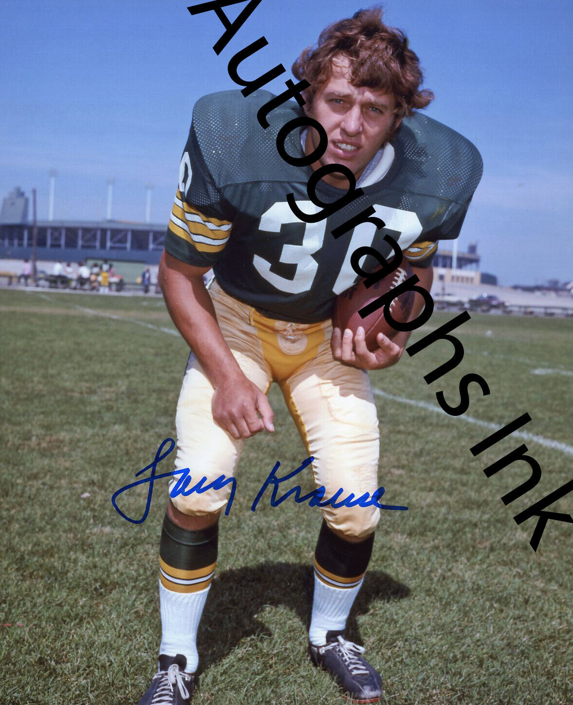 Larry Krause autographed 8x10 Green Bay Packers Topps Vault  Shipping