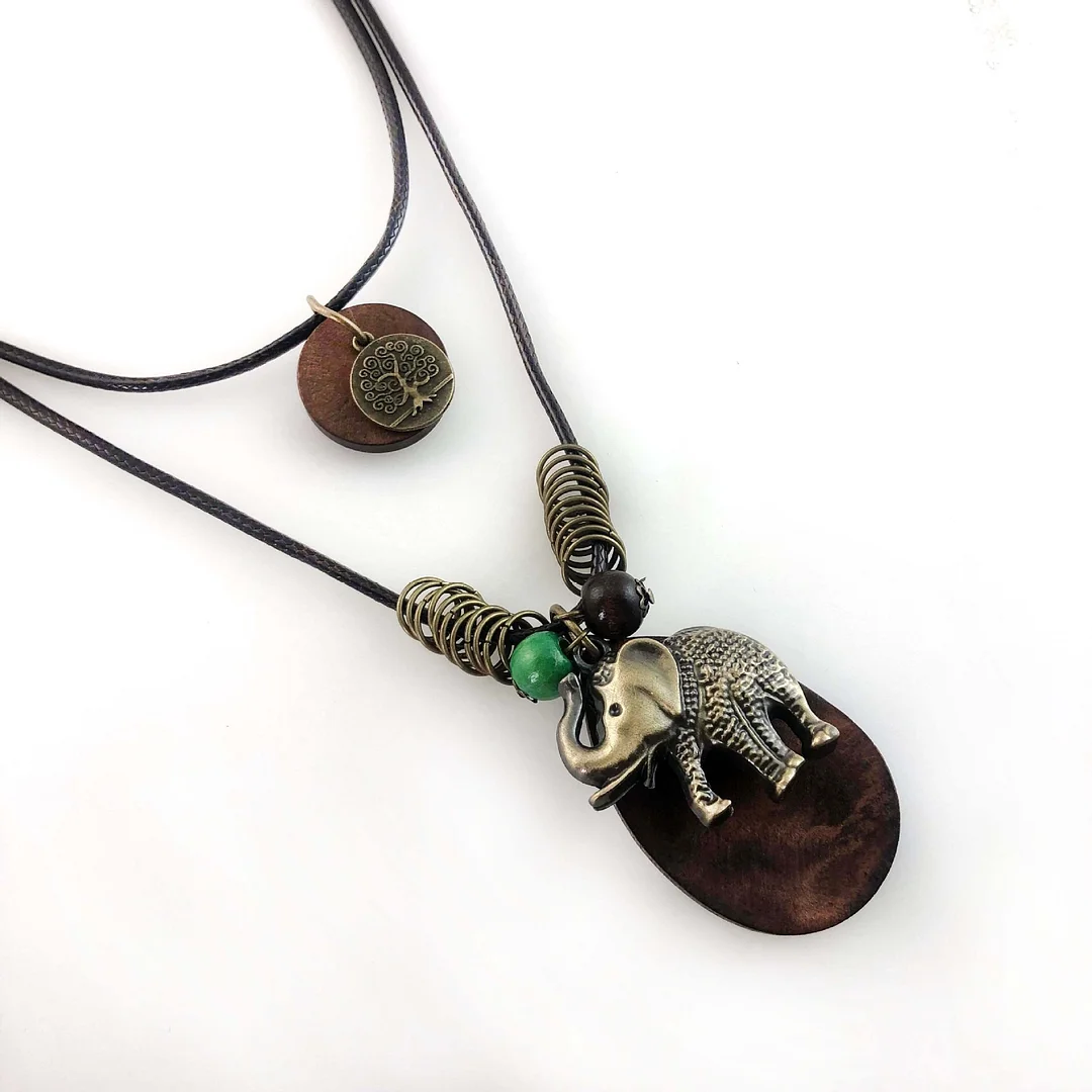 African Tribal Elephant Graphics Necklace