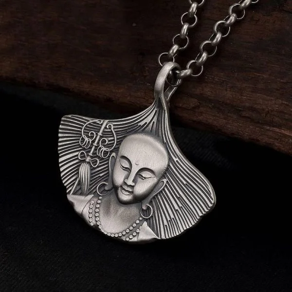 Sterling Silver Kṣitigarbha Amulet Pendant Necklace