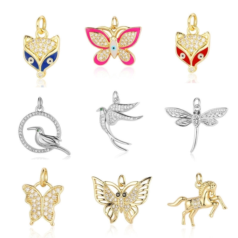 1 Piece Copper Zircon 18K Gold Plated Fox Mermaid