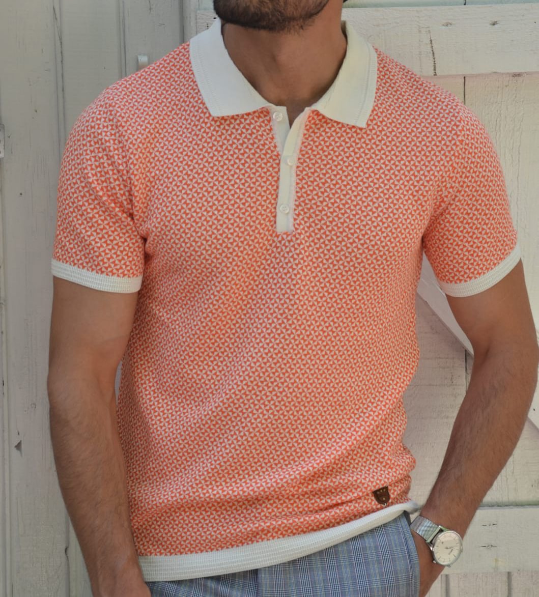 Textured-print slim-fit polo shirt / [viawink] /