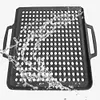 29CM Cast Iron Grill Net Double-Sided Square Baking Tray Hollow Out Grill Pan