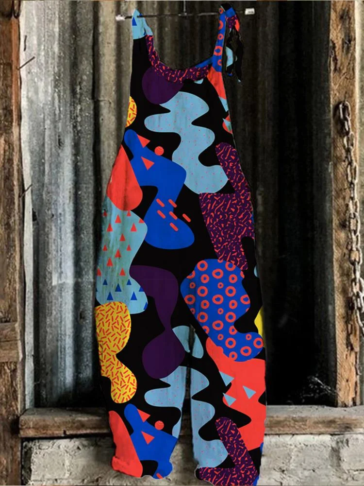 Women's Fashion New Colourful Creative Print Halter Jumpsuit