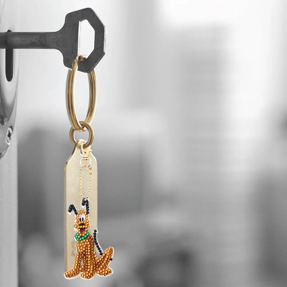 5pcs Mosaic Diamond Painting Keychain 5D DIY Rhinestone Keyring Kit(Double Sided)