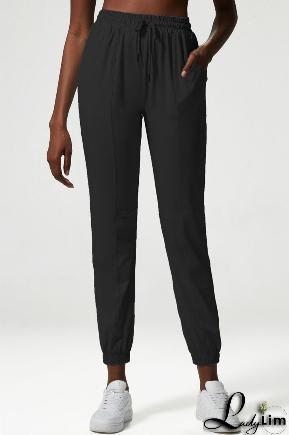 Apricot Casual Sportswear Solid Patchwork Regular High Waist Trousers