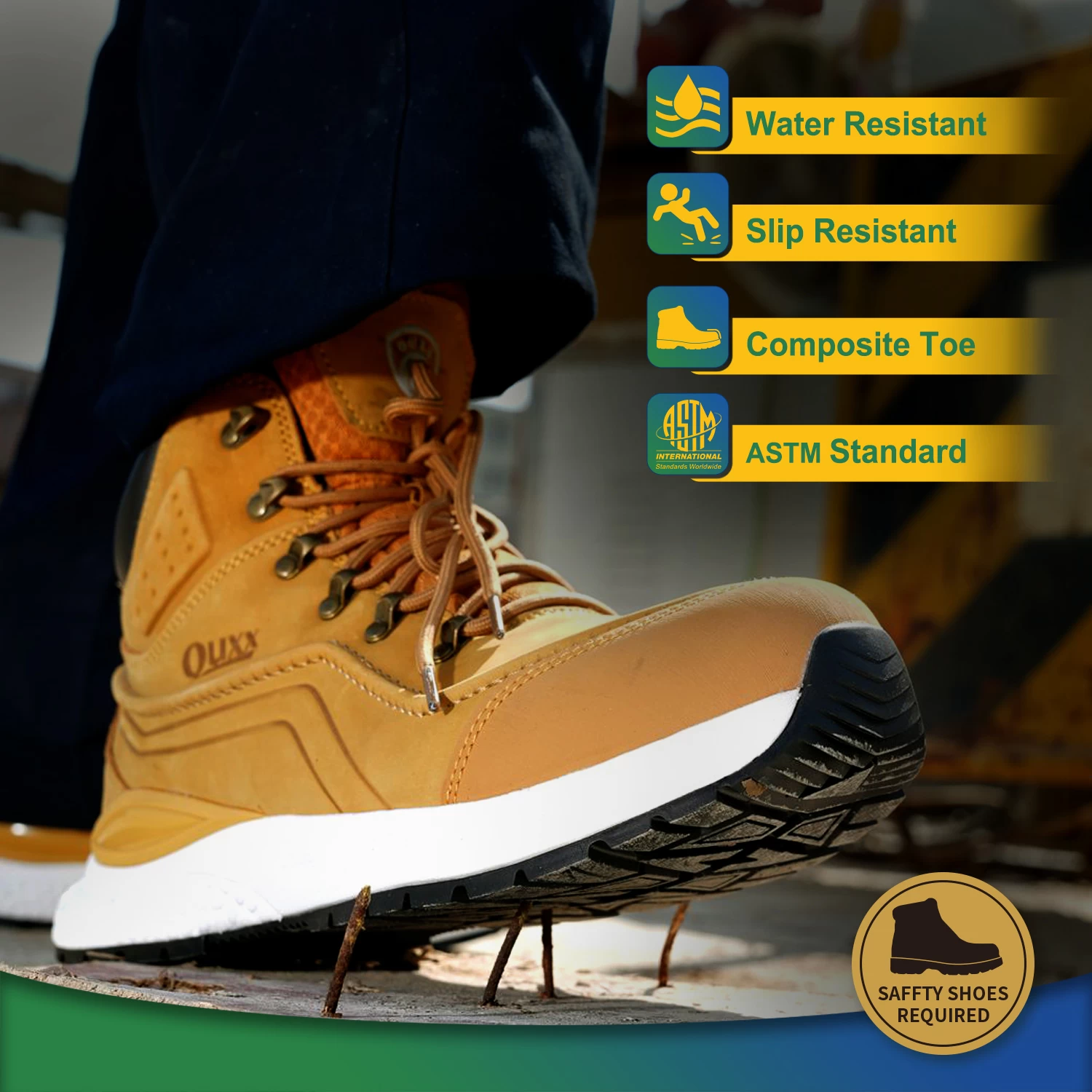 OUXX Men & Women Composite Toe Lightweight Waterproof Slip Resistant ESD Work Boots
