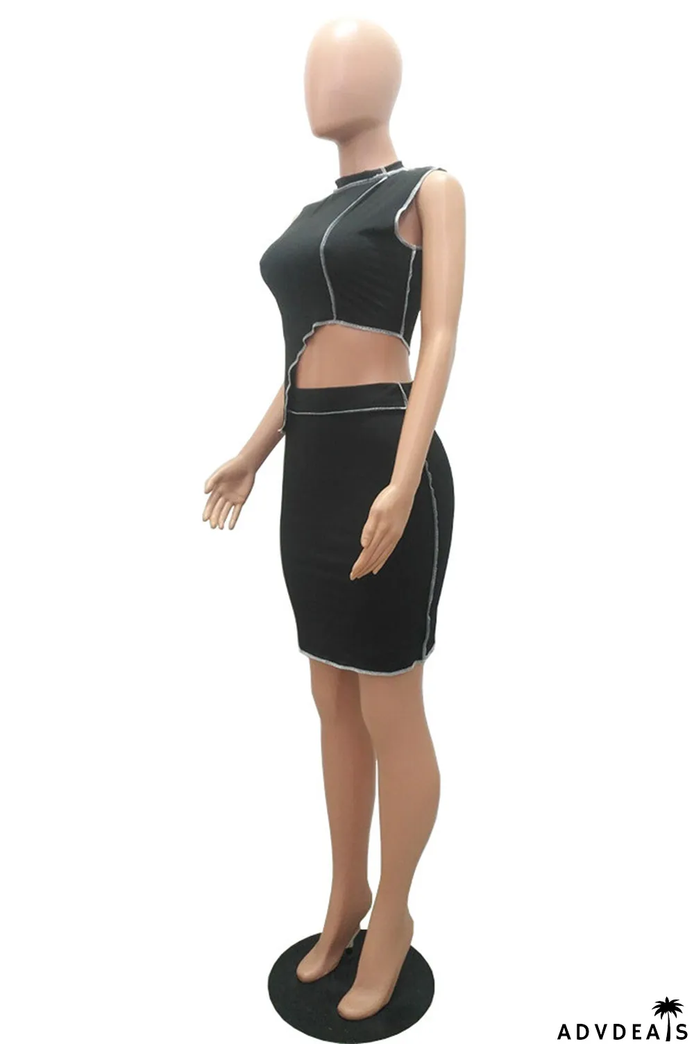 Orange Sexy Casual Solid Split Joint Asymmetrical Half A Turtleneck Sleeveless Two Pieces