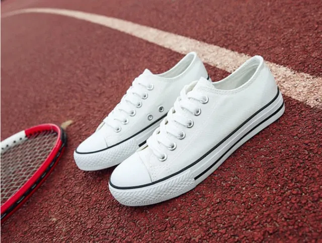 2020 Women's Vulcanize Shoes Fashion Lace-up Solid Lovers Shoes Rubber Flat Canvas Shoes For Women Casual Sneakers Female Shoes