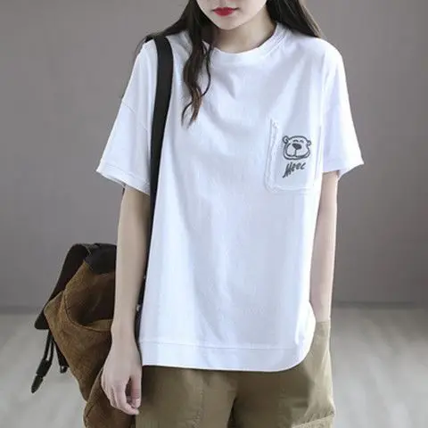 Hoakwheels T Shirt for Women Graphic Short Sleeve Summer Outfit Red Baggy Tops Woman Korean Popular Clothes Aesthetic Clothing Streetwear