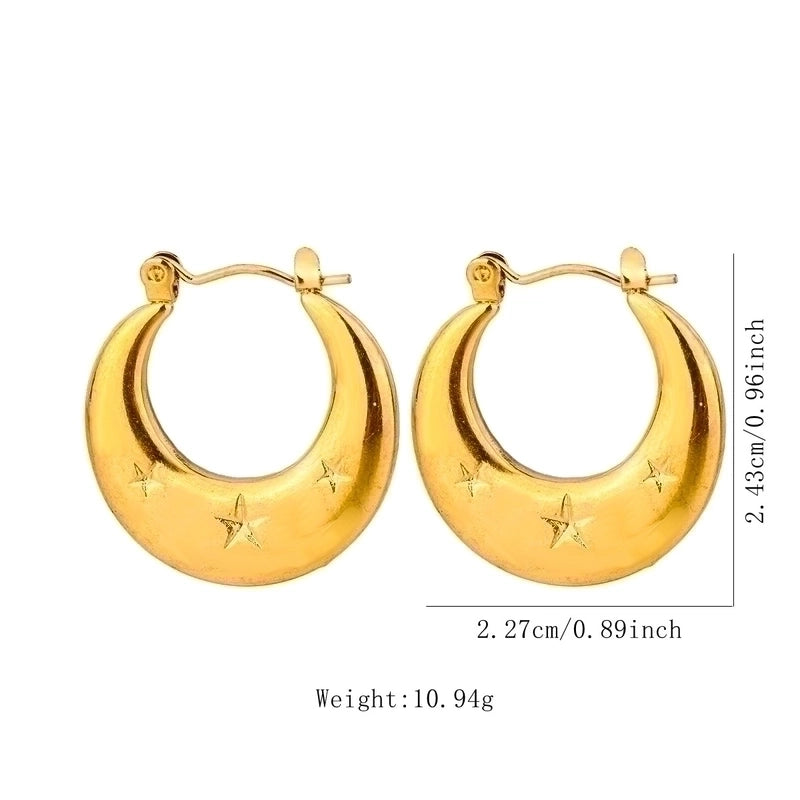 1 Pair Vintage Style U Shape Geometric Heart Shape Plating 304 Stainless Steel None 18K Gold Plated Hoop Earrings