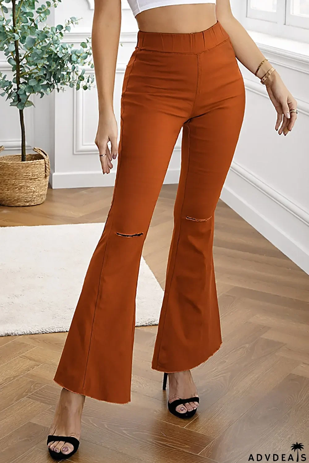 Distressed Bell Bottom Denim Pants