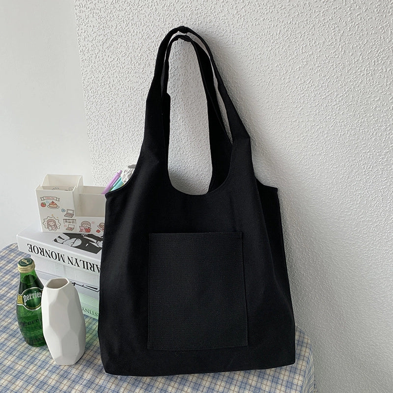 Pure Color Blank Hand-painted Canvas Bag Female Single Shoulder Japanese Simple Artistic Travel Large Capacity Student Class Book Bag