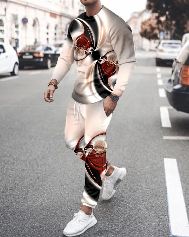 Men's Casual  Abstract Printing Long-sleeved Suit