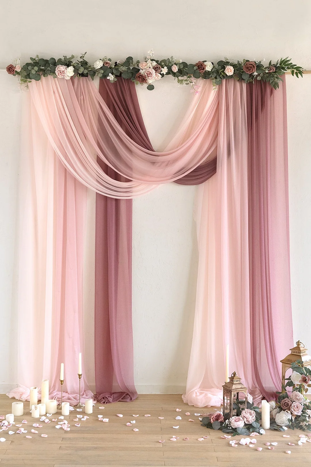 Sheer Wedding Arch Draping 30"w x 20ft  - Ombre Colors