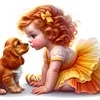 Vie d&rsquo;animaux de compagnie fille-plein diamant rond peinture-30 * 30cm