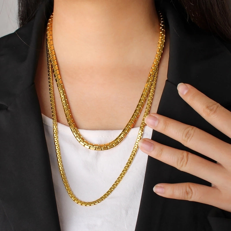 Hip-Hop Vintage Style Solid Color 304 Stainless Steel Plating 18K Gold Plated Men's Necklace4