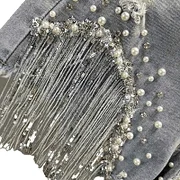 Elegant High-Waist Denim Shorts for Women - Summer 2025 Zara Look with Embellished Fringe Design
