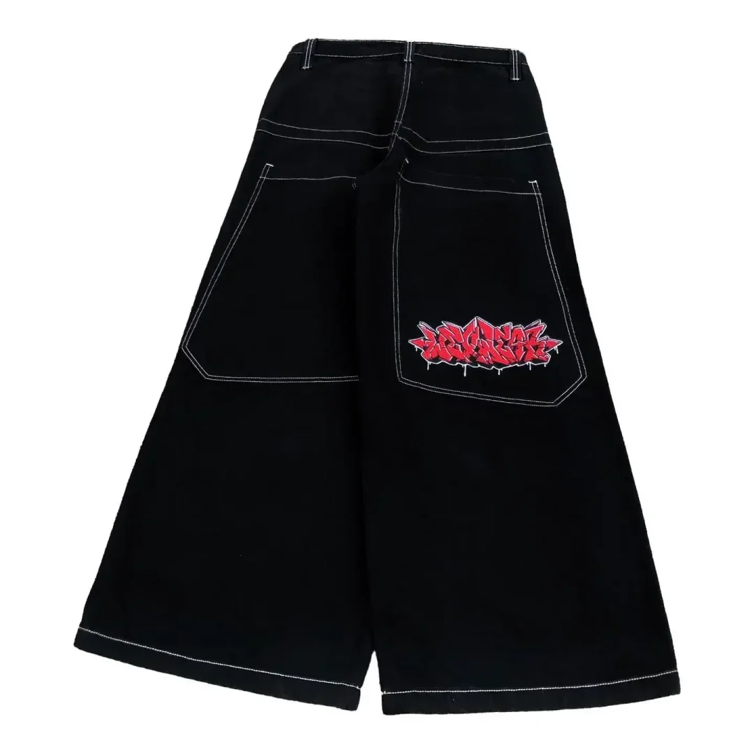 Aonga Harajuku Wexwear Y2K Jeans men Streetwear Black Skateboard cargo Pants high waisted jeans Embroidered Jeans men clothing aonga