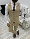 Lambrusco Cream Slim Fit Peak Lapel Striped Suit