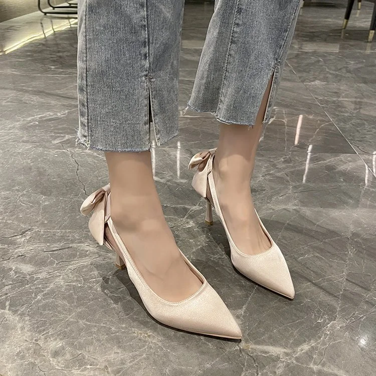 Churchf Churchf Spring Autumn New Hollow Butterfly Wedding Shoes Female Thin Heel Pointed Shallow Mouth Fashion High Heels White Single Shoes