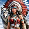 Indian Woman And Wolf-Full Round Diamond Painting 40*40CM