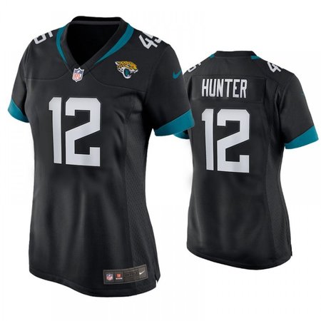 Women's Jacksonville Jaguars #12 Travis Hunter  Black 2025 NFL Draft First Round Pick Alternate Game Player Jersey