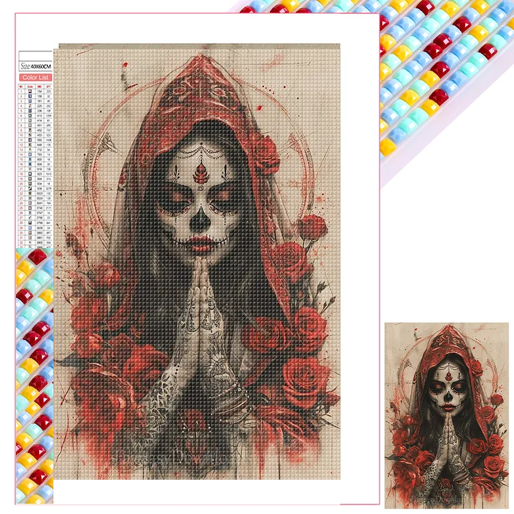 Red Skeleton Girl 40*60CM (Canvas) Full Square Drill Diamond Painting gbfke