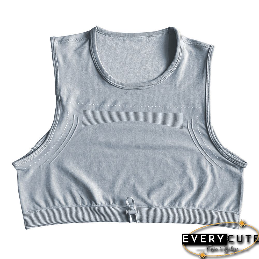 Light Gray Seamless Drawstring Tank Top with Pant Set