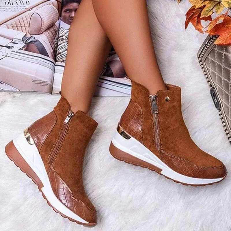 Plus Size Winter Women Boots Chunky Sneakers Ankle Boots Women Shoes Woman Zipper Buckle Thick Sole Platform Zapatos Mujer