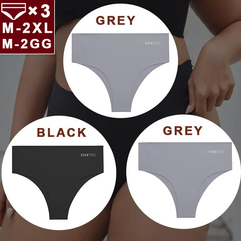 FINETOO 3PCS/Set Women Seamless Underwear Panties Ice Silk Lingerie Female Briefs Plus Size M-2XL Sexy Girls Breathable Pantys
