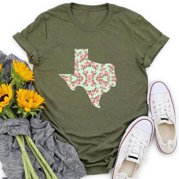 Texas Floral T-Shirt Tee - 01599-Annaletters