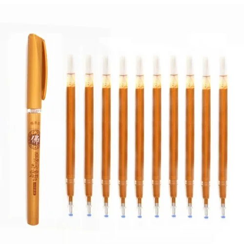 10Pcs/lot Gold Refill Rod Buddhist Scriptures Sutra Excerpt Special Refill Writing Painting Gel Pen School Supplies Stationery