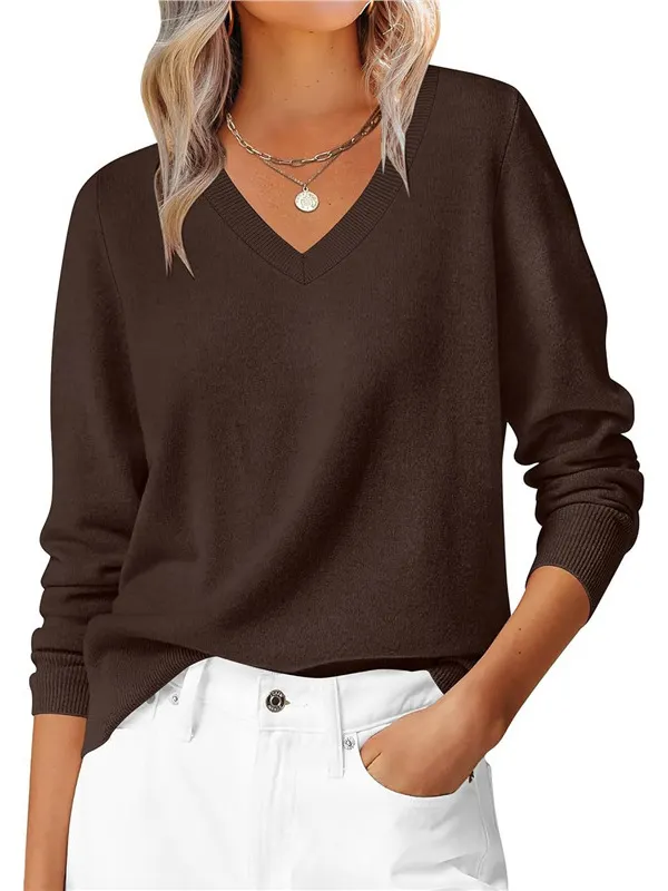 Athvotar Athvotar Autumn And Winter Leisure Jacket Classic Fashion Temperament Long-Sleeved V-Neck Large-Size Knitted Shirt