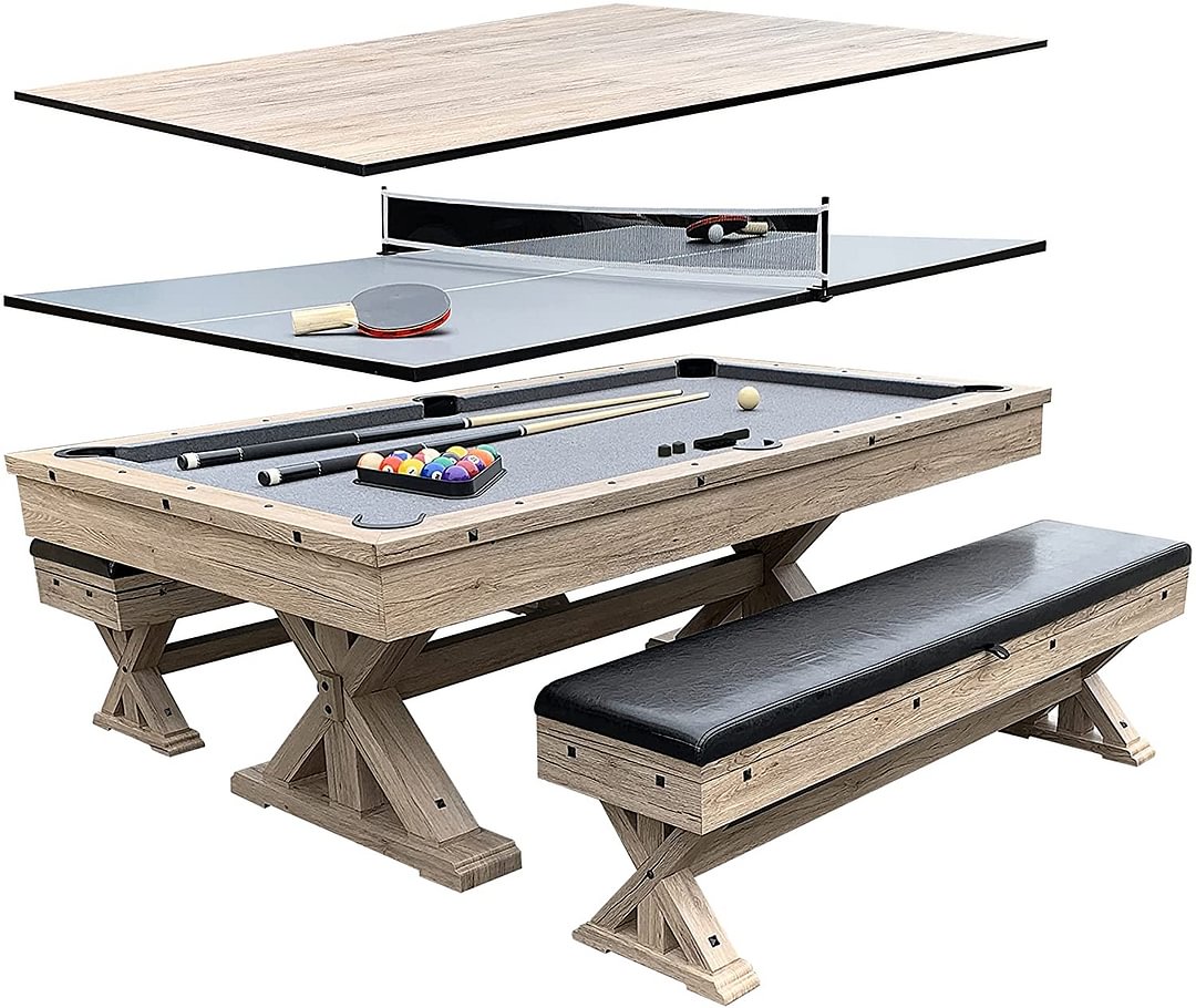 Freetime Fun Rockford 7-FT 3 in 1 Multi Game Featuring Pool Dining Table and Table Tennis Tables