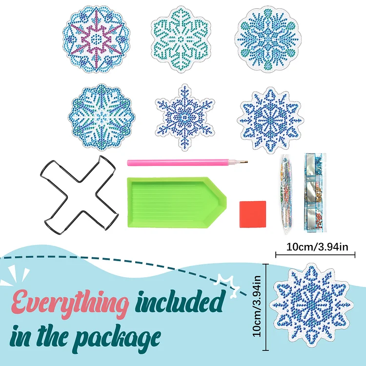 6pcs Christmas Acrylic Diamond Painting Coasters with Holder