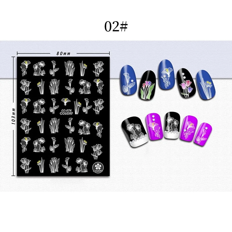 1 Sheet 3D Halloween Nail Sticker Christmas Skull Bone Snake Butterfly Maple Leaf Pattern Decals Manicures 3D Nail Decorations