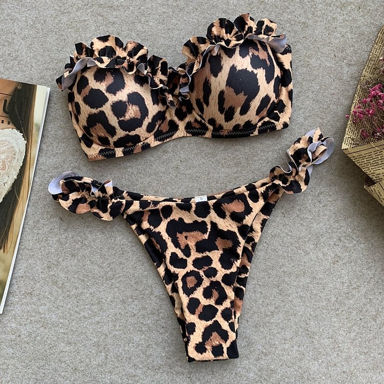 Bandeau Micro Bikini Women Yellow Strapless Mesh Push Up Swimwear Sexy Solid Cut Out Brazilian Bathing Suit Thong Swimsiut 2022