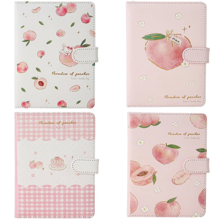 JOURNALSAY A5/A6 Cute Mini Peach Design Magnetic Closure Planner Notebook